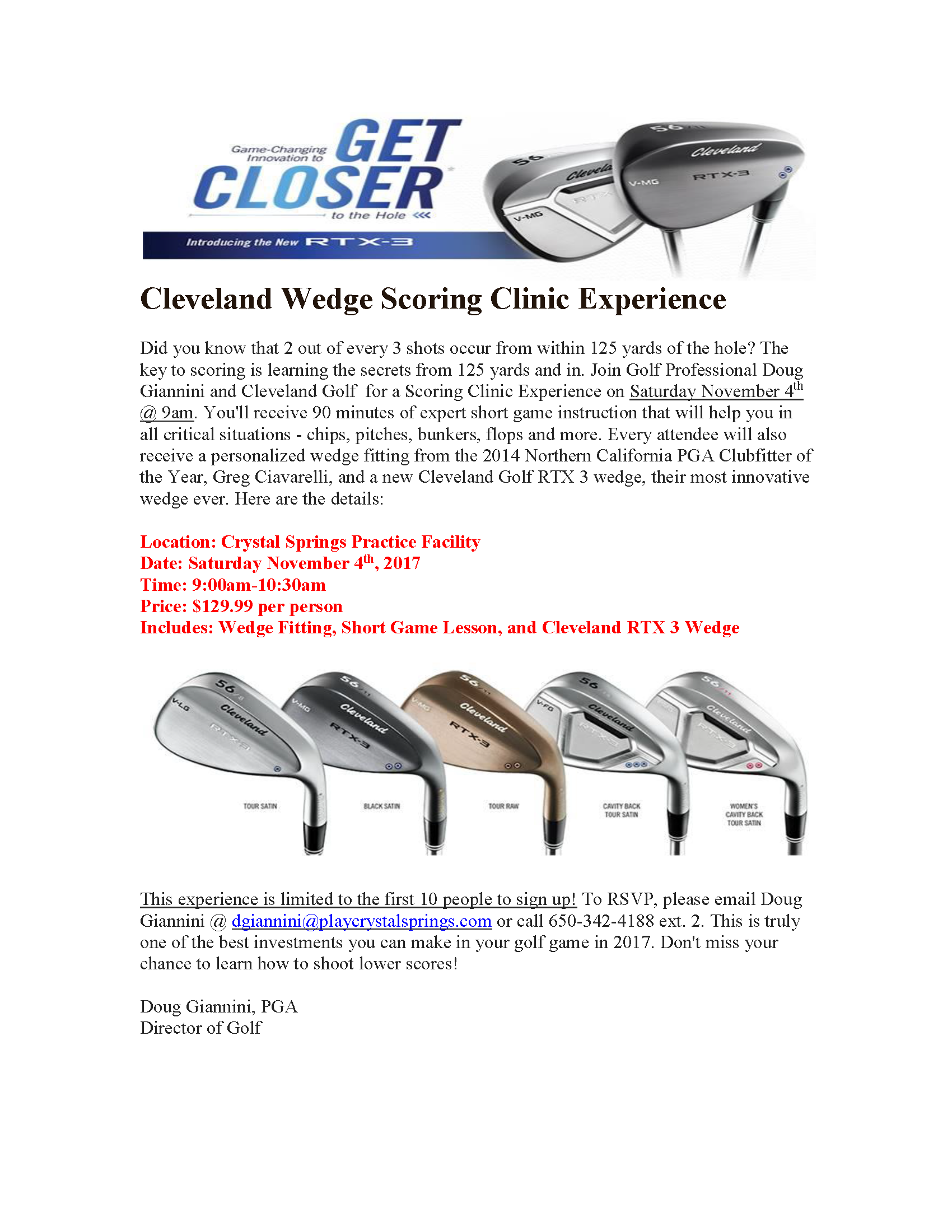 cleveland wedge clinic Nov